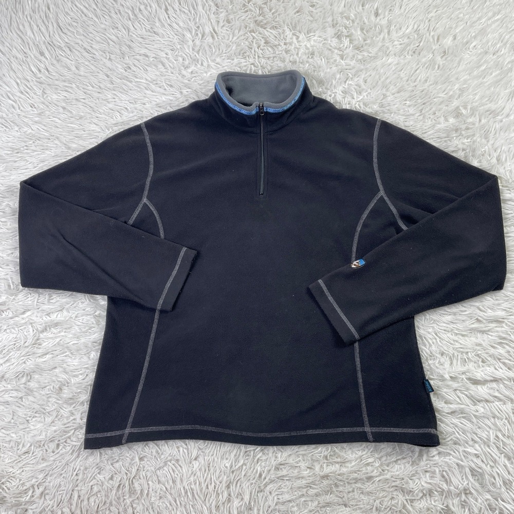 Kuhl Sweater Mens Large Black Revel 1/4 Zip Fleece Pullover Kashmira Performance
